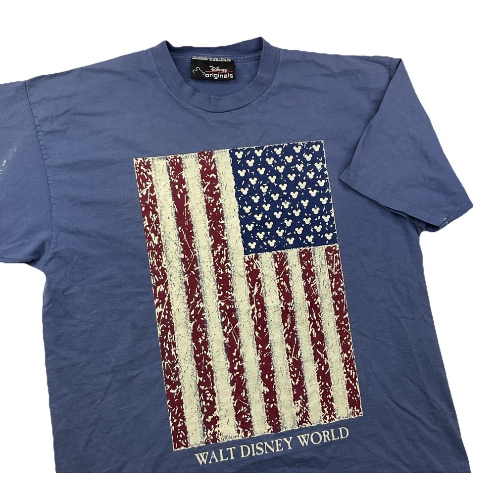 Vintage Disney Originals T-Shirt Men Sz 2XL Walt Disney World Mickey USA Flag